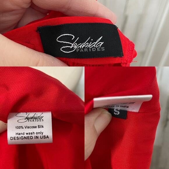 NWT Shahida Parides Cut Out Mini Dress Red Silk Beach Resort Vacation Size S - Picture 12 of 15